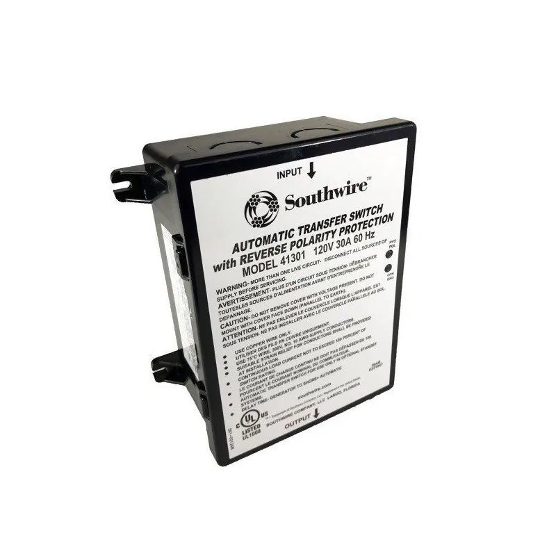 41301 – SOUTHWIRE Power Transfer Switch, Transfer Power Between Shore And RV Generator Automatic 120 Volt 30 Amp Scre...